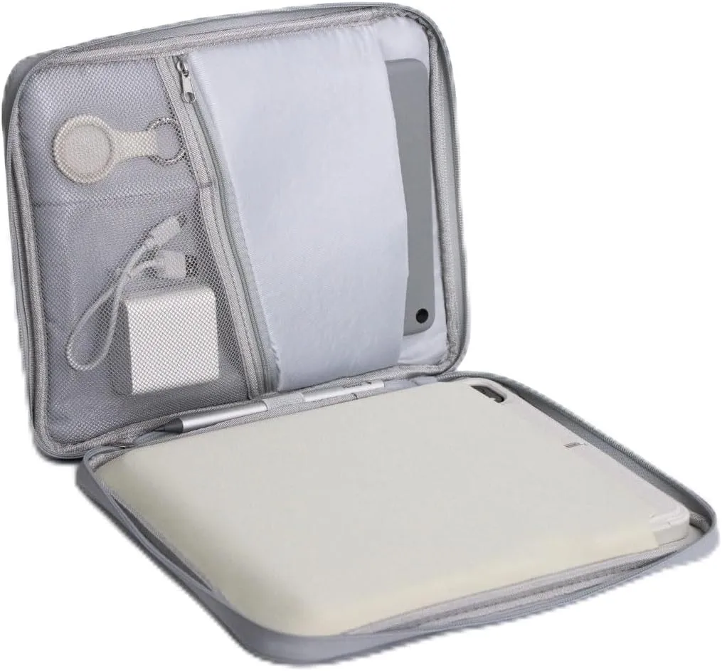 eiP 8-11 inch Waterproof Slim Tablet Carring Case with Handle Sleeve Bag for iPad Pro 11 inch/iPad 7/8/9 10.2 inch/iPad Air 5,4 10.9 inch/Pixel Tablet/Samsung Tab, Fit Keyboard and Pen, Grey