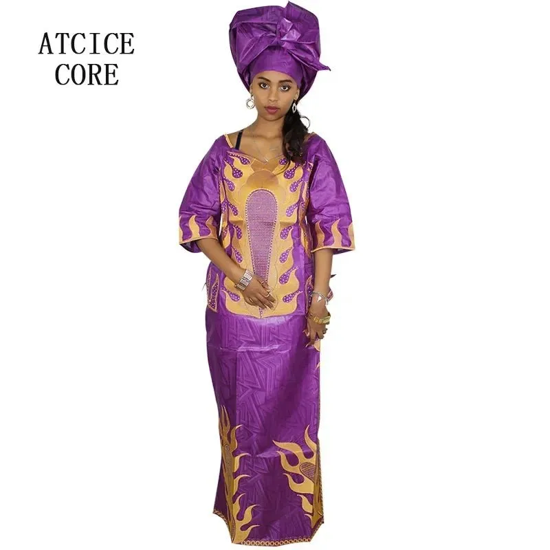 Elegant African Women's Bazin Riche 3PC Set – Embroidered Top & Skirt Outfit