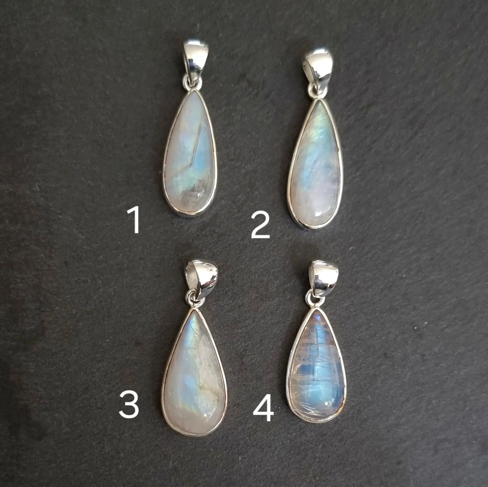 Elegant Teardrop Moonstone 925 Sterling Silver Pendants, MP16