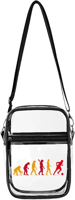 Evolution Goalkeeper Soccer Cute Crossbody Purses Unisex Transparent Shoulder Bag Adjustable Strap Handbag