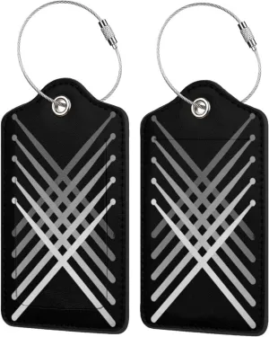 Fading Percussion Drum Sticks Luggage Tags for Travel, Stainless Steel & Leather, Personalized Engraved, Durable Bag Tags 1