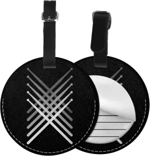 Fading Percussion Drum Sticks Round Leather Luggage Tags for Travel Bags Backpacks Handbags,3.7in