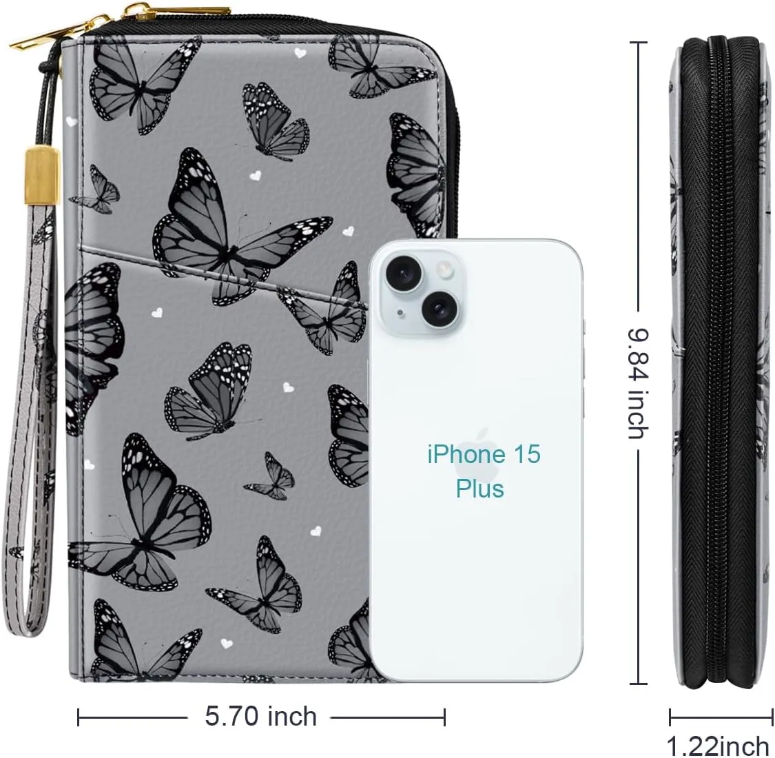 Family Passport Holder Wallet RFID Blocking Document Organizer PU Leather Mulit-purpose Travel Wallet Credit Cards Case for Women Men, Butterflies