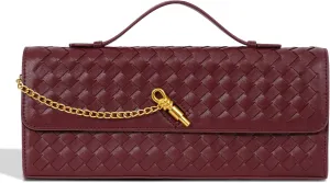 Fashion Evening Clutch Purses for Women, Woven Handbags, PU Leather Shoulder Bags Crossbody for Wedding Formal