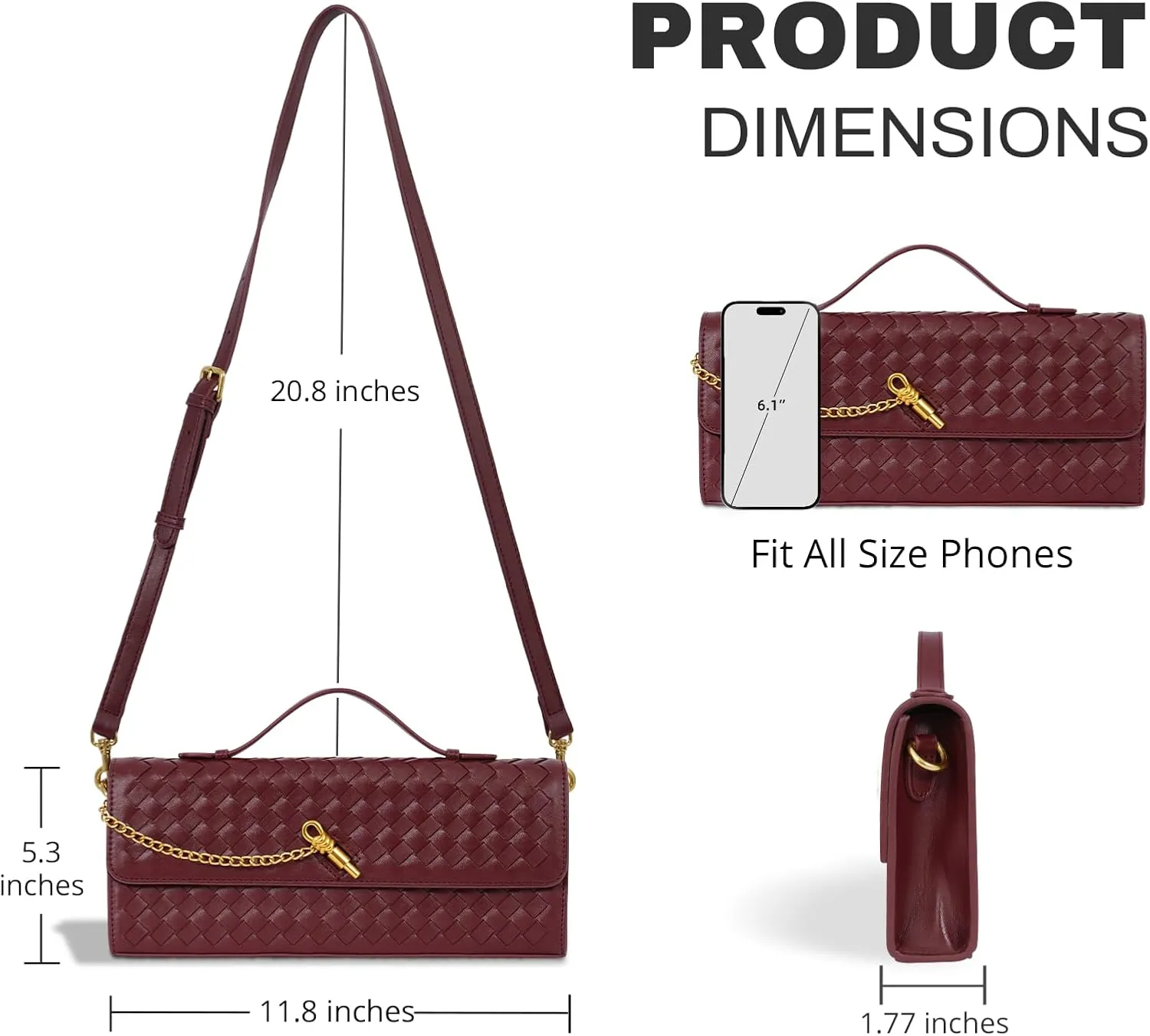 Fashion Evening Clutch Purses for Women, Woven Handbags, PU Leather Shoulder Bags Crossbody for Wedding Formal