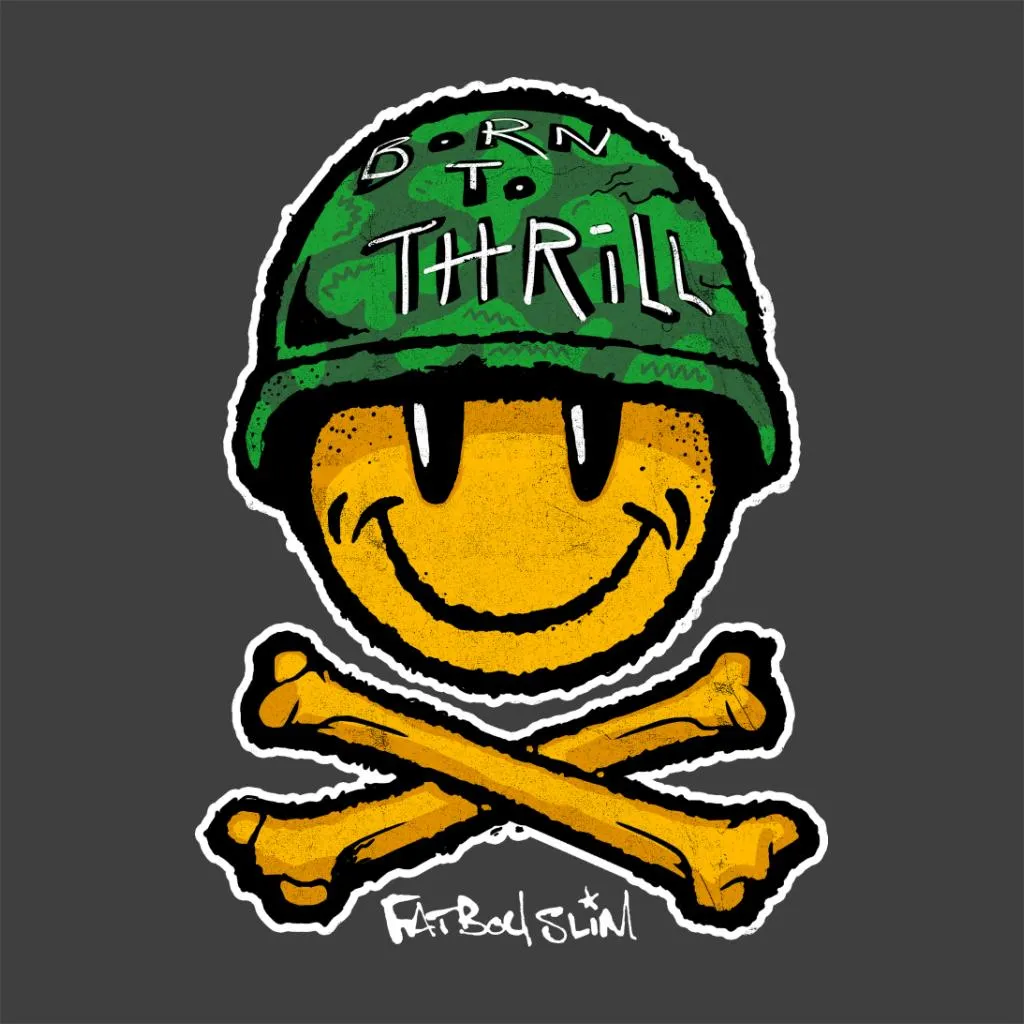 Fatboy Slim Born To Thrill Army Smiley And Crossbones Cotton Tote Bag