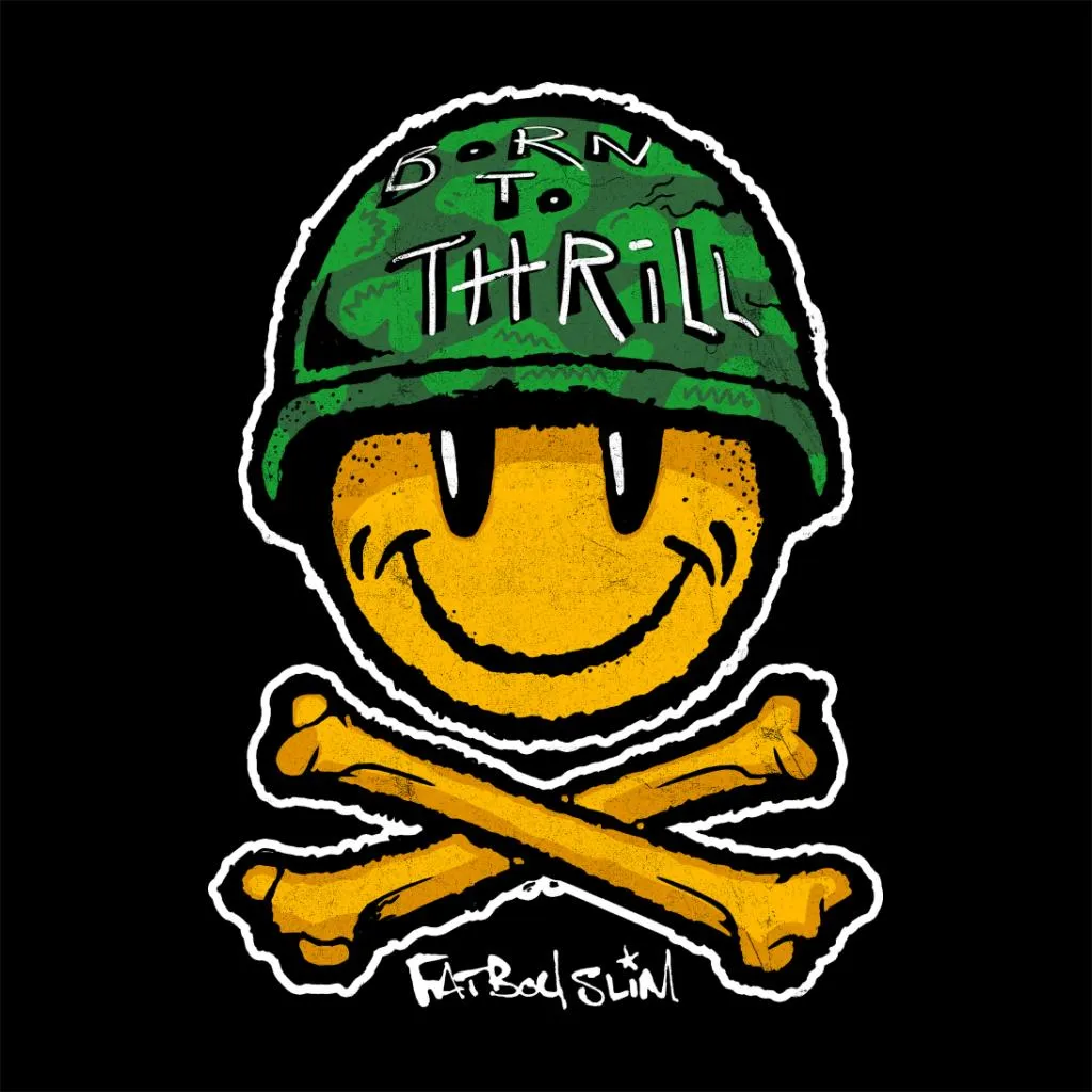 Fatboy Slim Born To Thrill Army Smiley And Crossbones Cotton Tote Bag