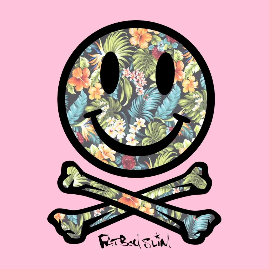 Fatboy Slim Tropical Floral Smiley And Crossbones Cotton Tote Bag