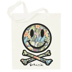 Fatboy Slim Tropical Floral Smiley And Crossbones Cotton Tote Bag