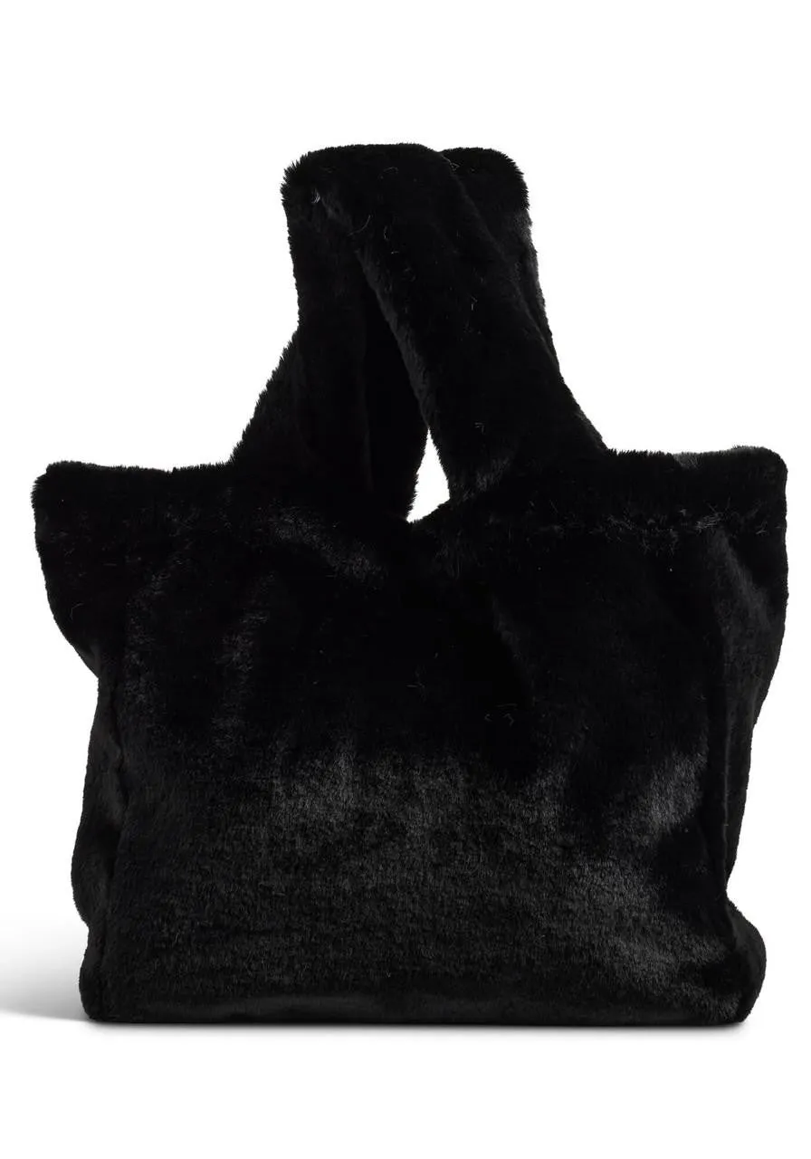 Faux Fur Le Mink Tote - Black