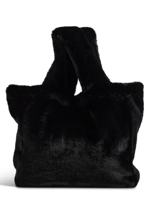 Faux Fur Le Mink Tote - Black