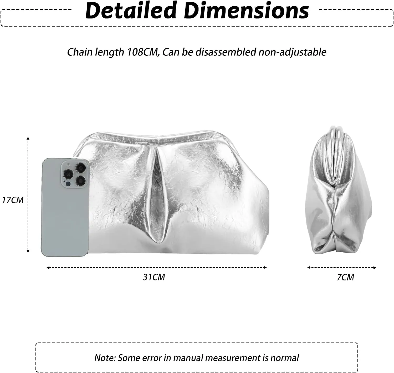 Fecialy Women's PU Leather Clutch Purse Ruched Handbags Formal Evening Bag Chic Soft Dumpling Crossbody Bag Party Wedding