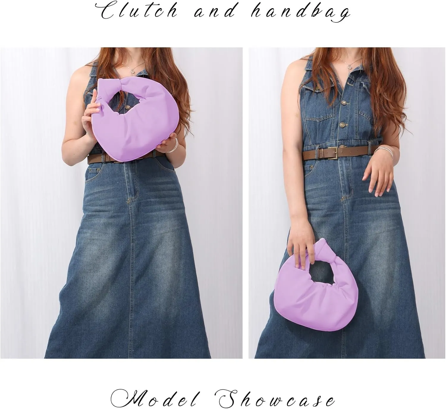 Fecialy Women's Ruched Clutch Purse PU Leather Hobo Handbag Knot Formal Evening Bag Pleated Bag