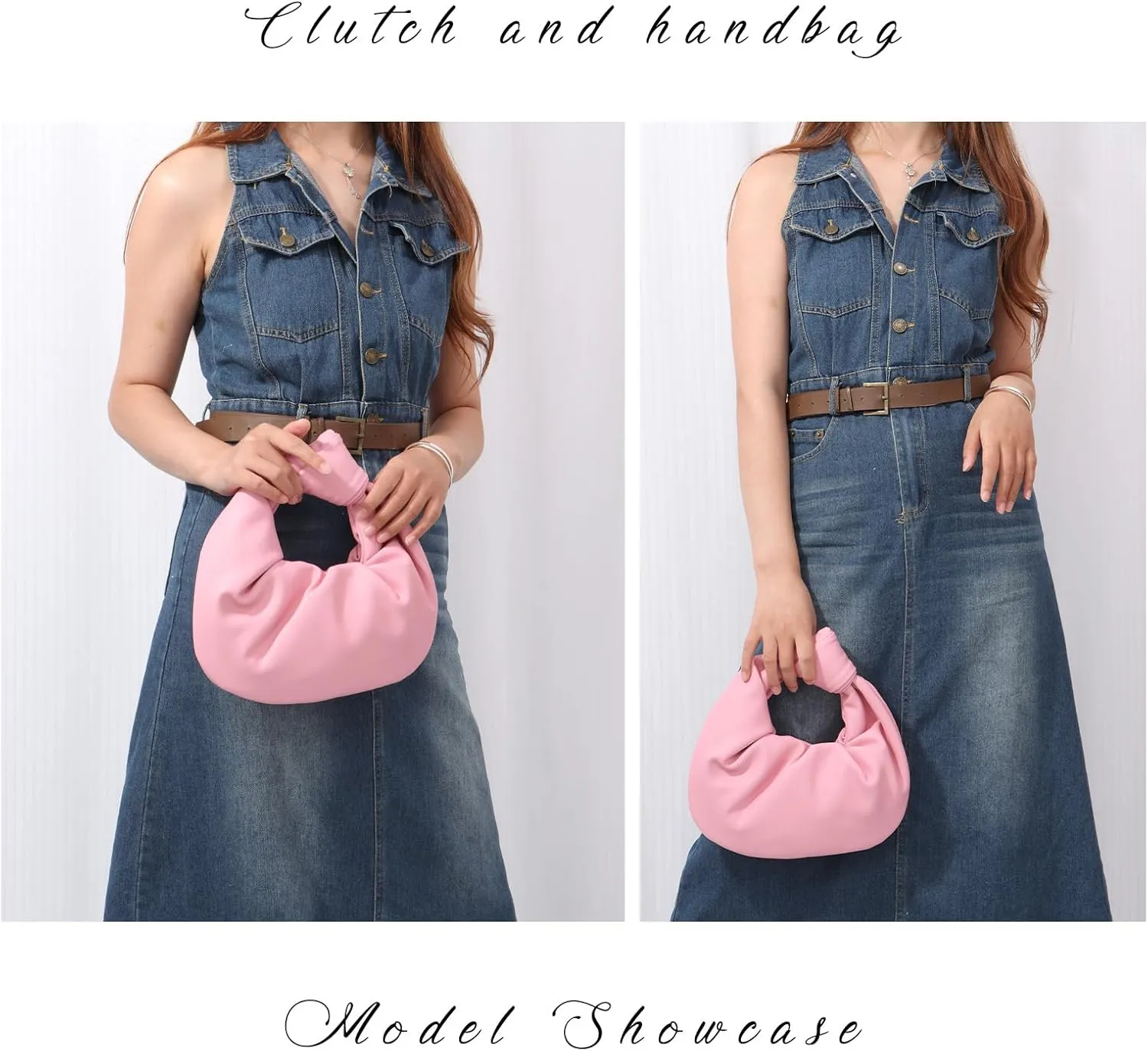 Fecialy Women's Ruched Clutch Purse PU Leather Hobo Handbag Knot Formal Evening Bag Pleated Bag