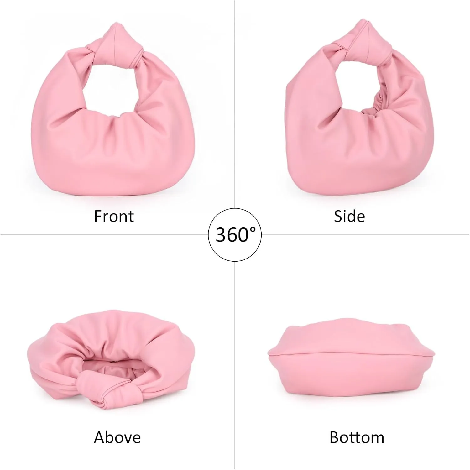 Fecialy Women's Ruched Clutch Purse PU Leather Hobo Handbag Knot Formal Evening Bag Pleated Bag