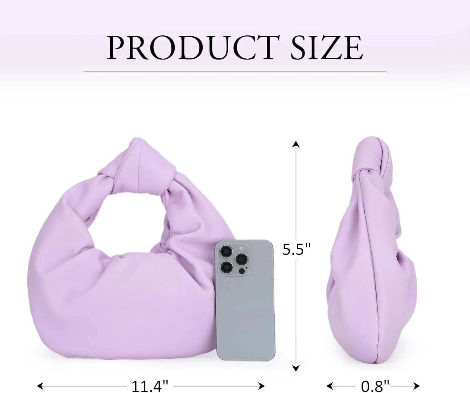 Fecialy Women's Ruched Clutch Purse PU Leather Hobo Handbag Knot Formal Evening Bag Pleated Bag
