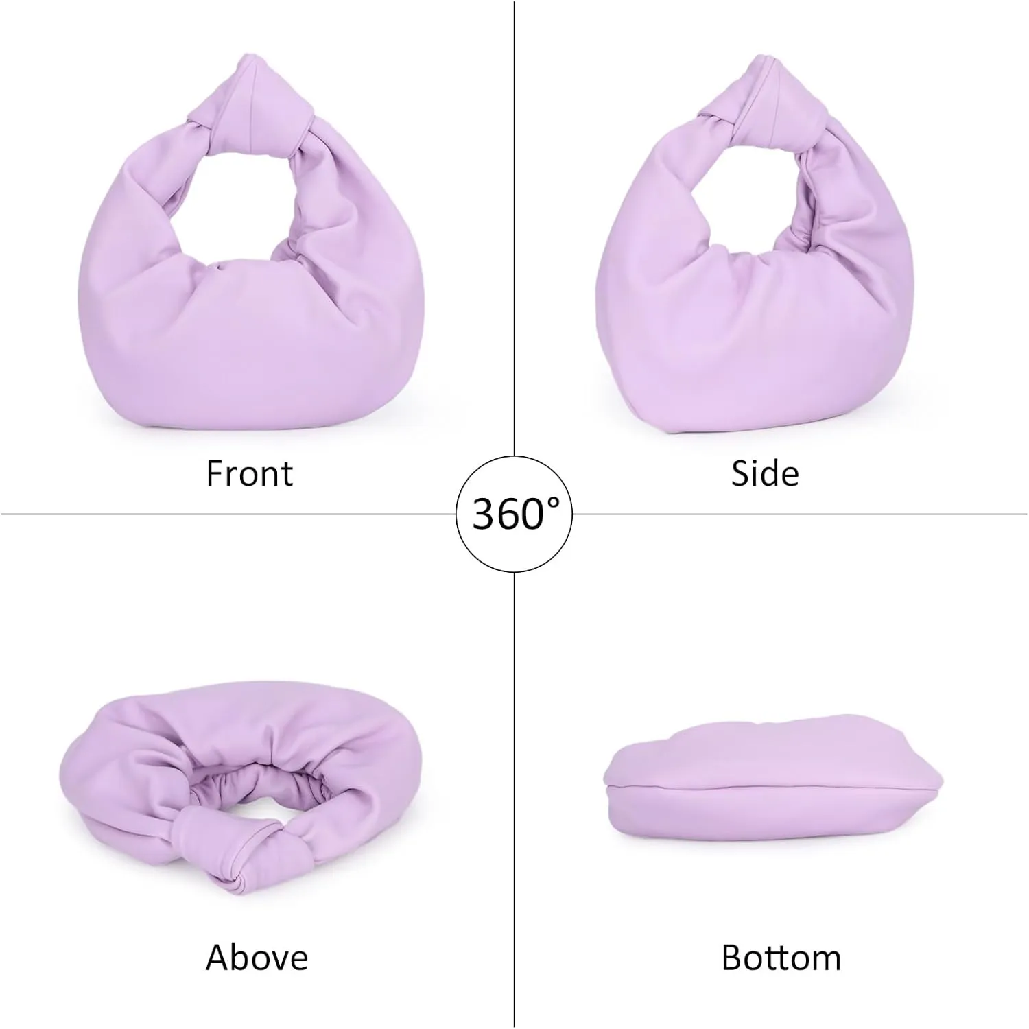 Fecialy Women's Ruched Clutch Purse PU Leather Hobo Handbag Knot Formal Evening Bag Pleated Bag