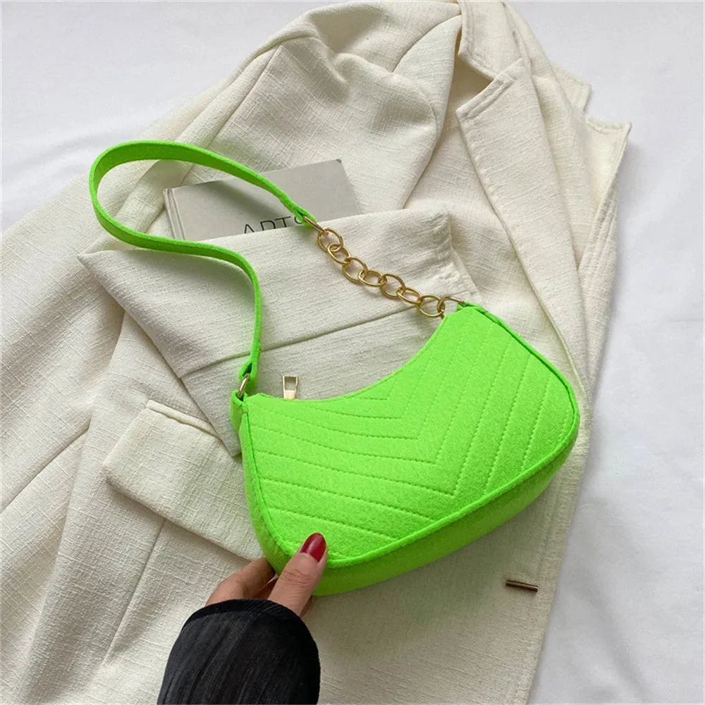 Felt Mini Shoulder Bags for Women 2025 Women's Underarm Bags Texture Solid Color Casual Handbags