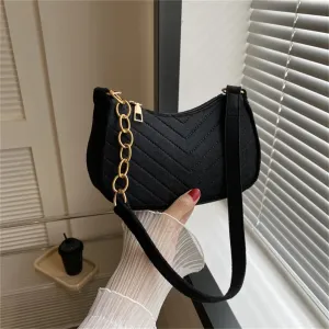 Felt Mini Shoulder Bags for Women 2025 Women's Underarm Bags Texture Solid Color Casual Handbags
