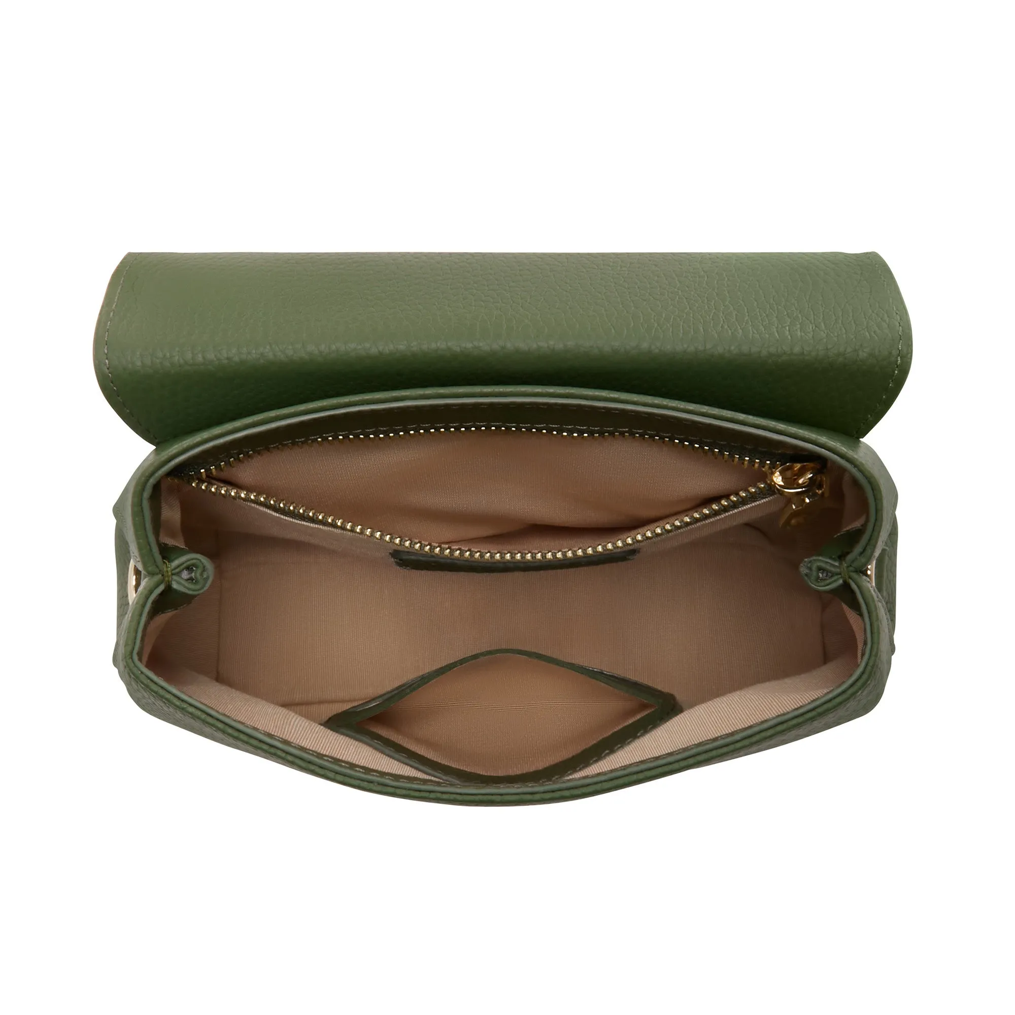 Femme Forte Heline green calfskin leather handbag