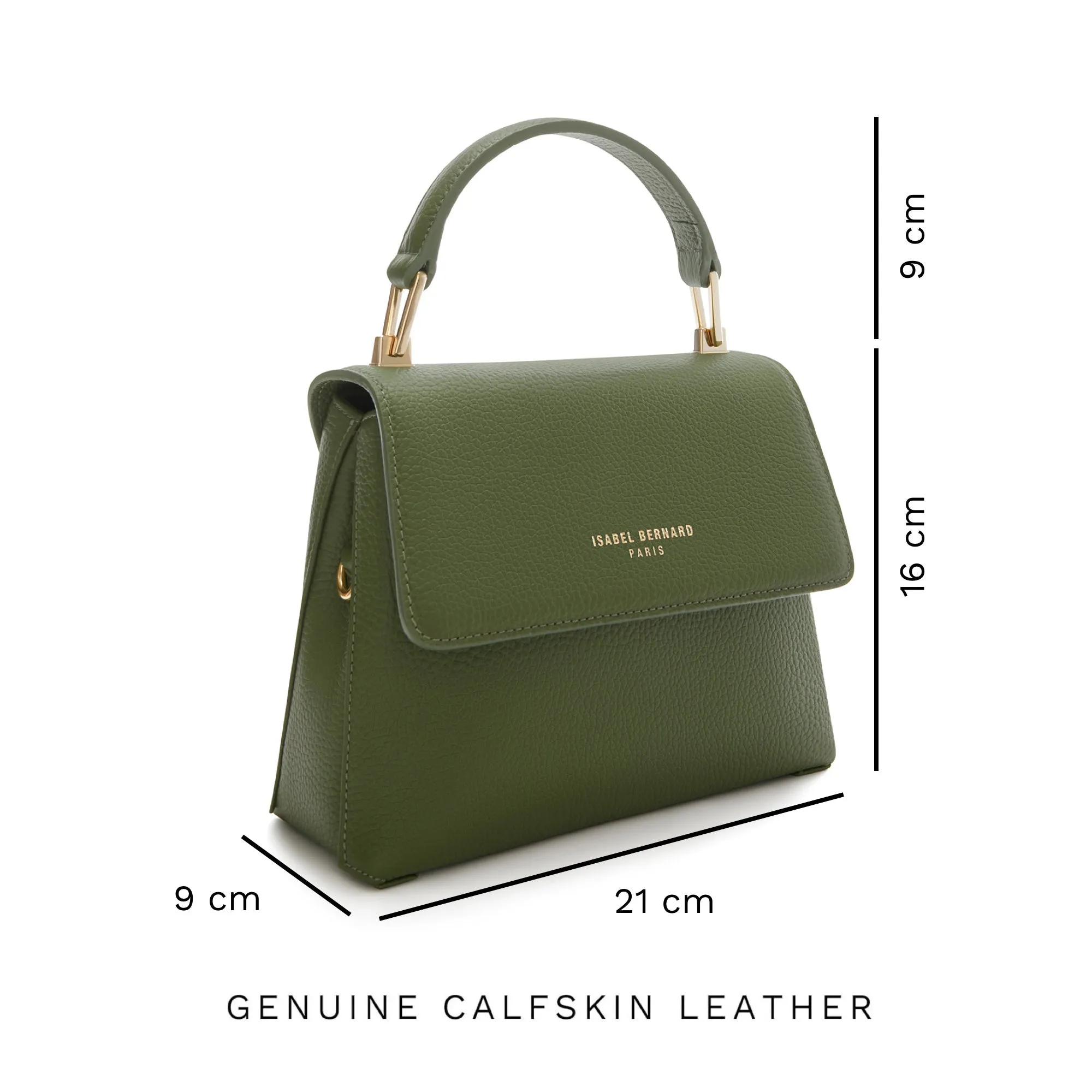 Femme Forte Heline green calfskin leather handbag
