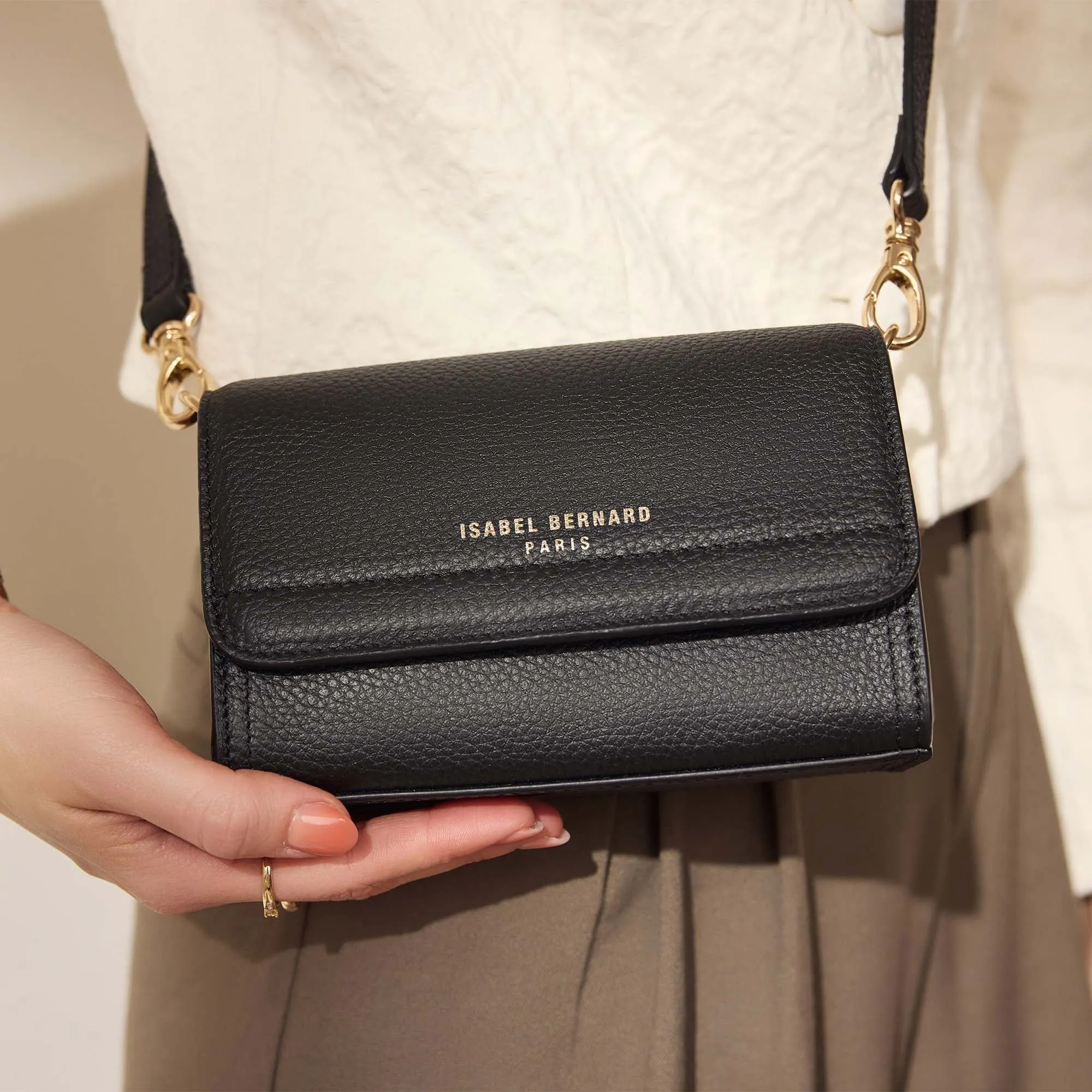 Femme Forte Kim black calfskin leather crossbody bag