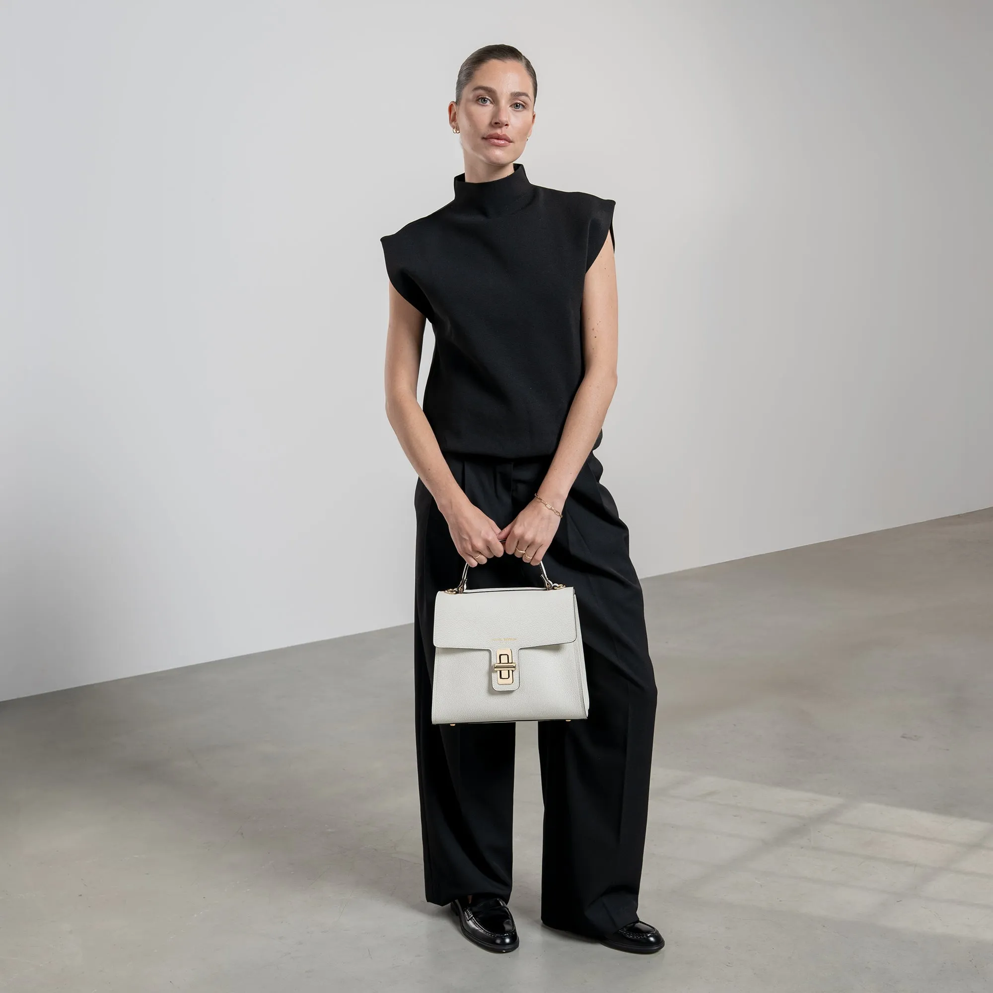 Femme Forte Simone Midi white leather handbag calfskin leather