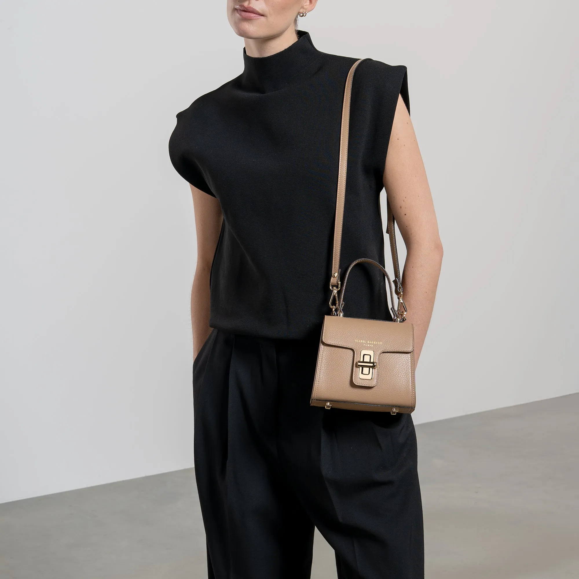 Femme Forte Simone Mini beige leather handbag calfskin leather