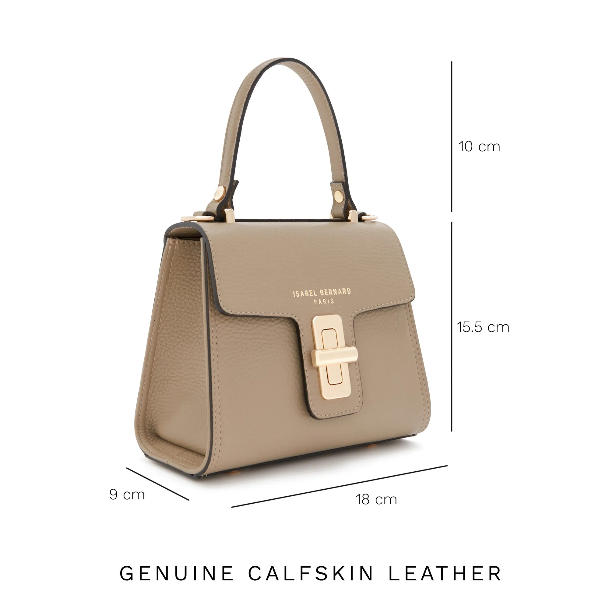 Femme Forte Simone Mini taupe leather handbag calfskin leather