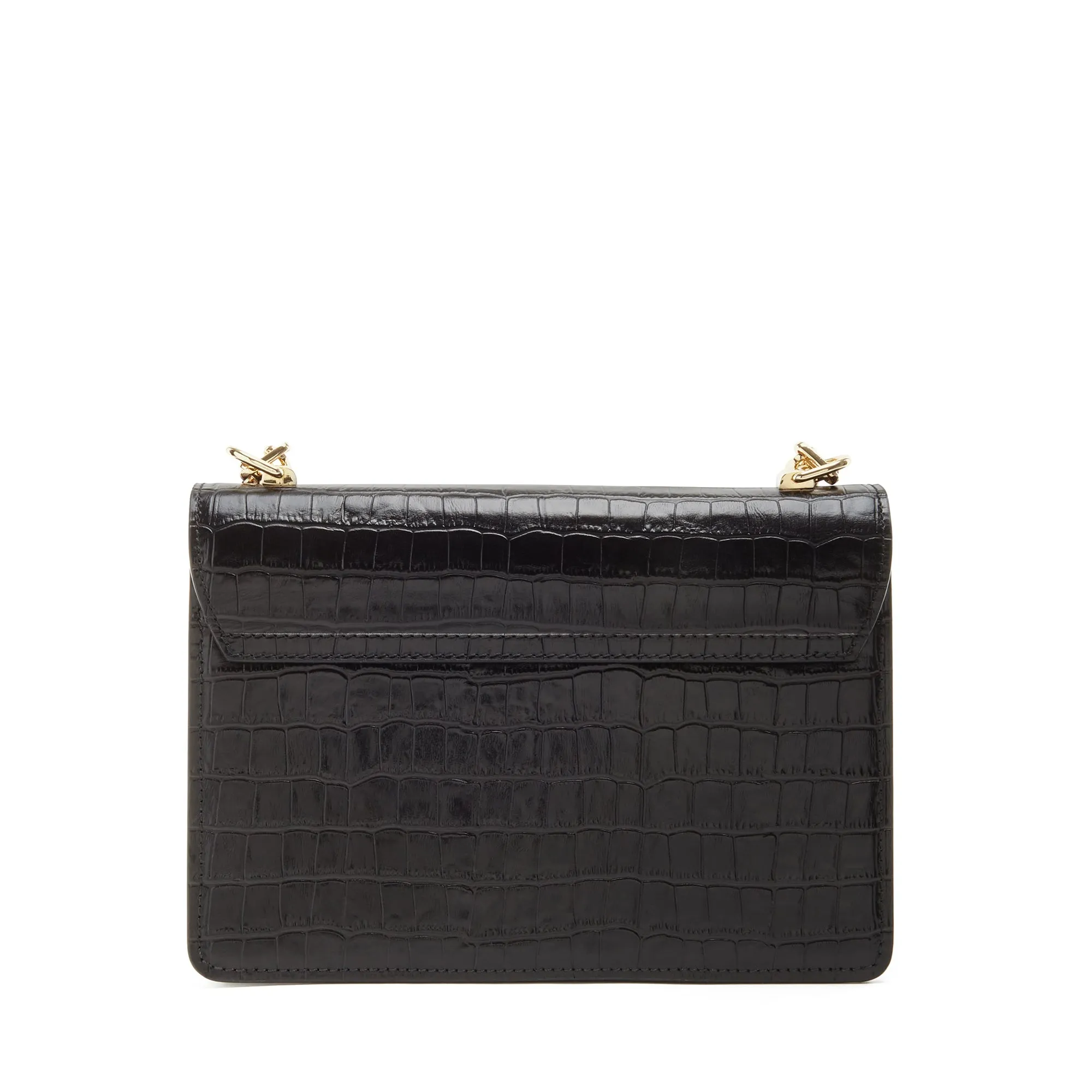 Femme Forte Valerie croco black calfskin leather shoulder bag