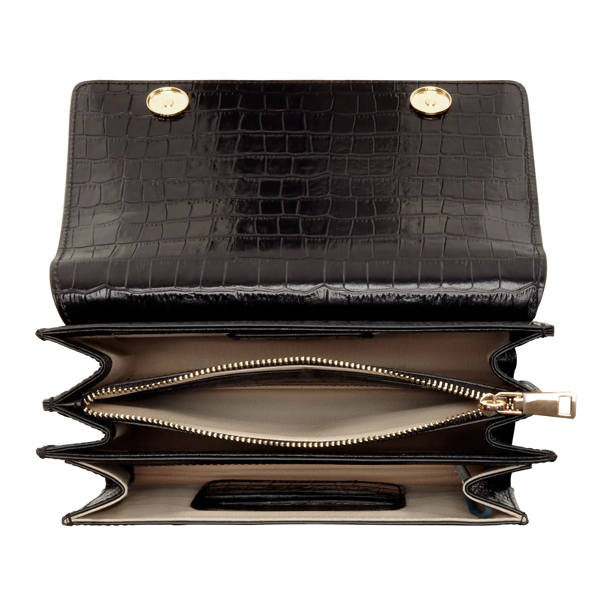 Femme Forte Valerie croco black calfskin leather shoulder bag