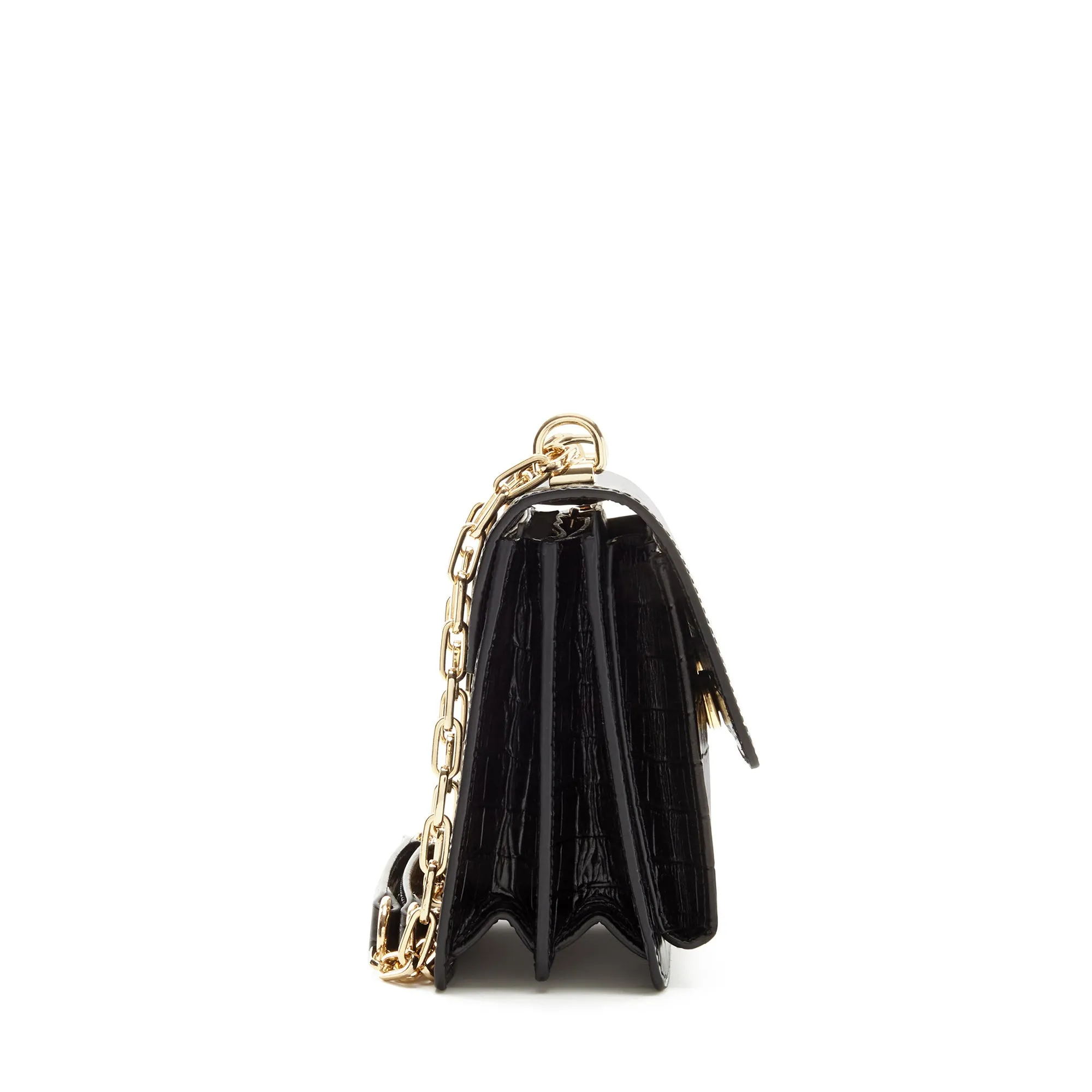 Femme Forte Valerie croco black calfskin leather shoulder bag