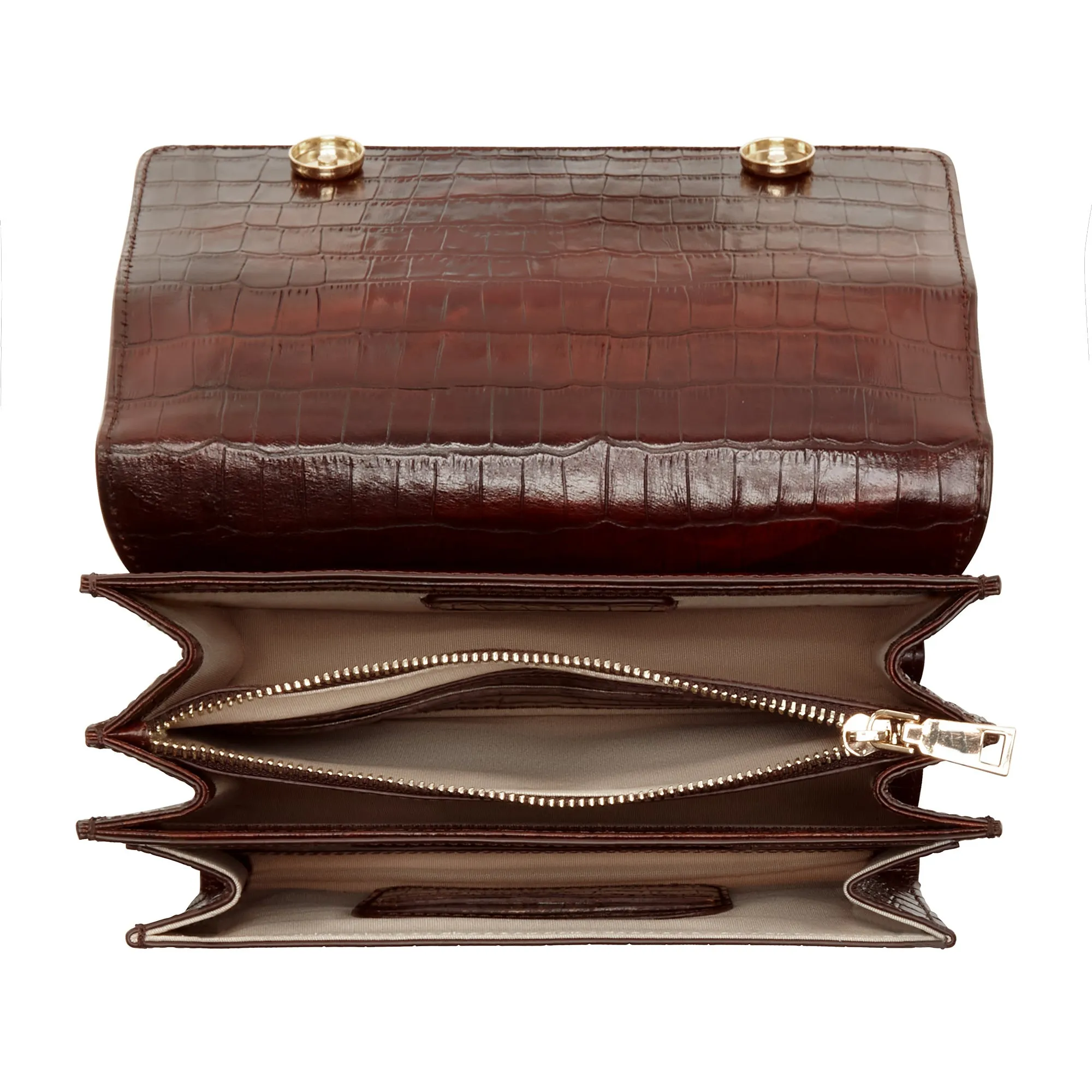 Femme Forte Valerie croco brown calfskin leather shoulder bag