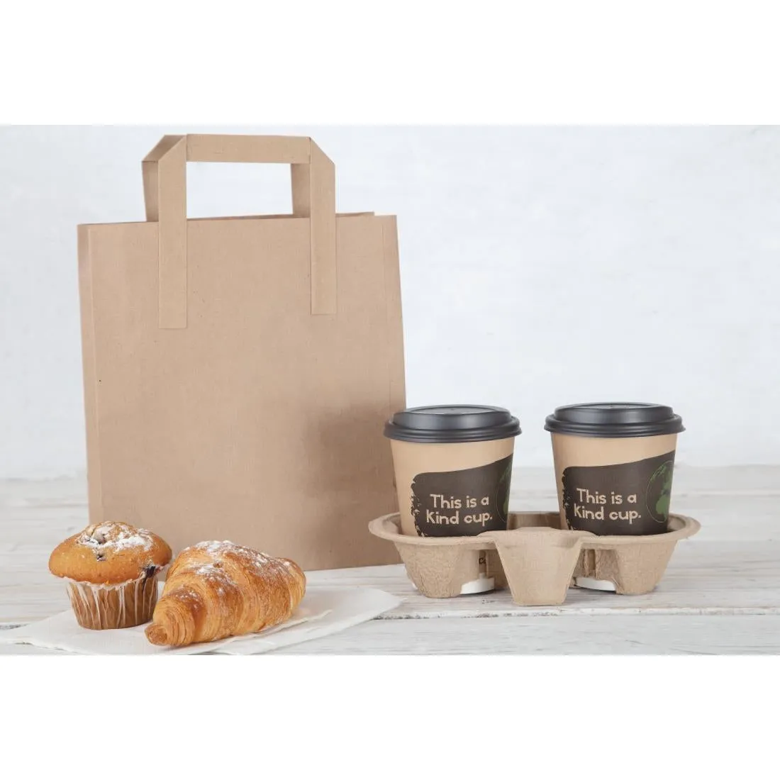 Fiesta Recyclable Brown Paper Carrier Bags Medium (250 Pack)