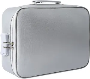 Fireproof Document Bag with Lock, Important Document Organizer, Home Office Travel Safe Bag, Portable Filing Storage for Waterproof File, Passport, Certificates, Legal Document Box（Grey）