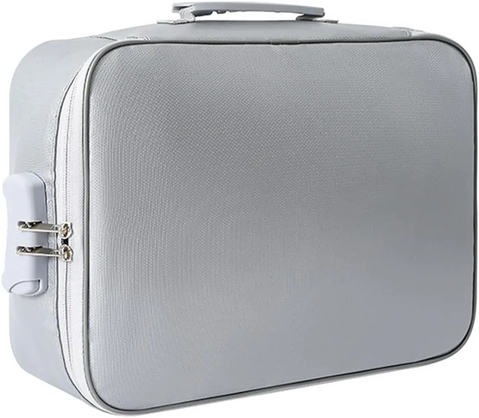 Fireproof Document Bag with Lock, Important Document Organizer, Home Office Travel Safe Bag, Portable Filing Storage for Waterproof File, Passport, Certificates, Legal Document Box（Grey）