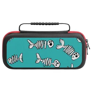 Fish Bones Pattern Compatible with Switch Carrying Case Portable Travel Protector with 20 Games Accessories