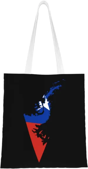 Flag Map of Chilean Antarctic Territory Tote Bag for Women Canvas Shopping Bags Reusable Beach Bag Grocery Bags Tote Shoulder Bag Gift Bags