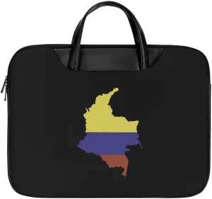 Flag Map of Colombia Laptop Case Slim Water Resistant Computer Bag with Handle Briefcase for Work