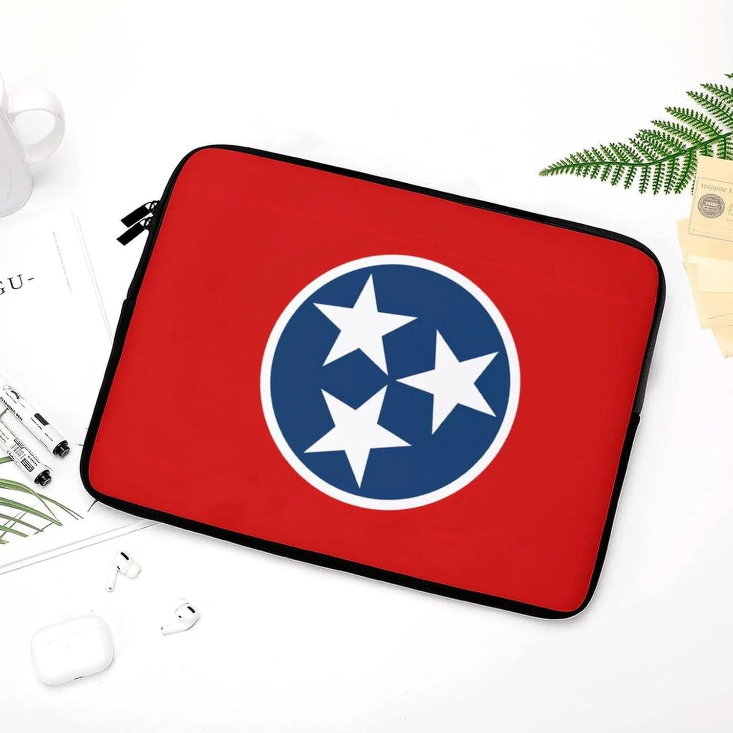 Flag Map of Tennessee Printed Laptop Sleeve Case Soft Computer Briefcase Carrying Bag 10 Inch/12 Inch/ 13 Inch/15 Inch/17 Inch