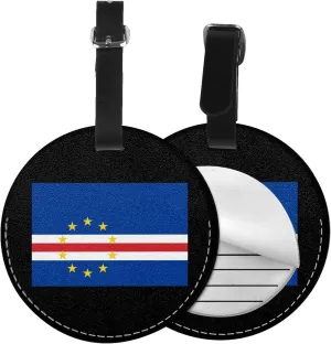 Flag of Cape Verde Round Leather Luggage Tags for Travel Bags Backpacks Handbags,3.7in