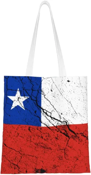 Flag Of Chile Texture Effect Tote Bag for Women Canvas Shopping Bags Reusable Beach Bag Grocery Bags Tote Shoulder Bag Gift Bags