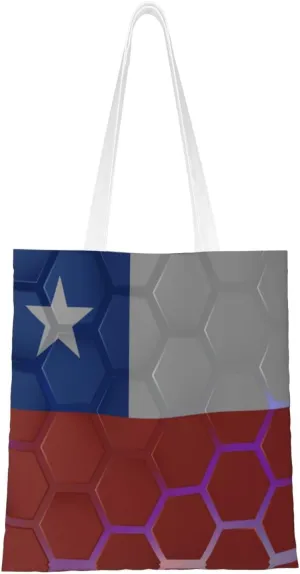 Flag Of Chile Tote Bag for Women Canvas Shopping Bags Reusable Beach Bag Grocery Bags Tote Shoulder Bag Gift Bags
