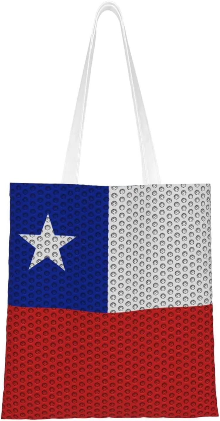 Flag Of Chile Tote Bag for Women Canvas Shopping Bags Reusable Beach Bag Grocery Bags Tote Shoulder Bag Gift Bags