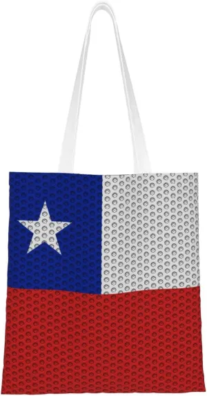 Flag Of Chile Tote Bag for Women Canvas Shopping Bags Reusable Beach Bag Grocery Bags Tote Shoulder Bag Gift Bags