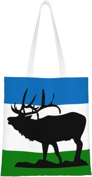 Flag Of Elk Ridge, Utah Tote Bag for Women Canvas Shopping Bags Reusable Beach Bag Grocery Bags Tote Shoulder Bag Gift Bags