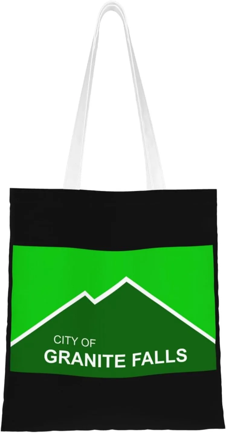 Flag Of Granite Falls, Washington Tote Bag for Women Canvas Shopping Bags Reusable Beach Bag Grocery Bags Tote Shoulder Bag Gift Bags