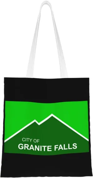 Flag Of Granite Falls, Washington Tote Bag for Women Canvas Shopping Bags Reusable Beach Bag Grocery Bags Tote Shoulder Bag Gift Bags