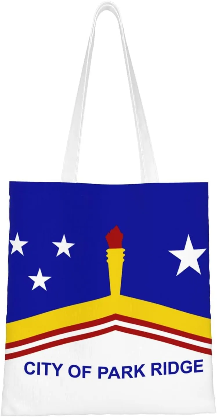 Flag Of Park Ridge, Illinois Tote Bag for Women Canvas Shopping Bags Reusable Beach Bag Grocery Bags Tote Shoulder Bag Gift Bags