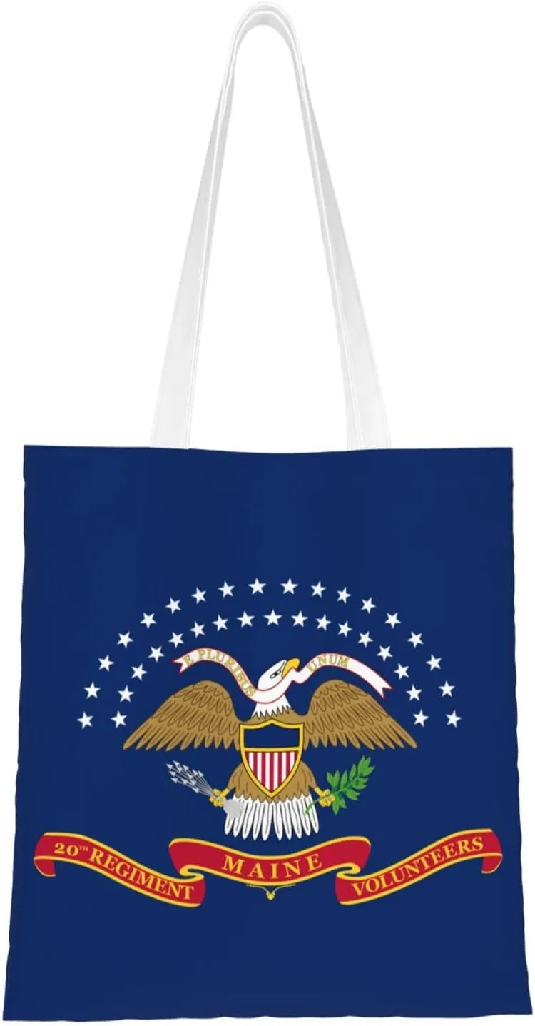Flag of the 20th Maine Volunteer Infantry Regiment Tote Bag for Women Canvas Shopping Bags Reusable Beach Bag Grocery Bags Tote Shoulder Bag Gift Bags
